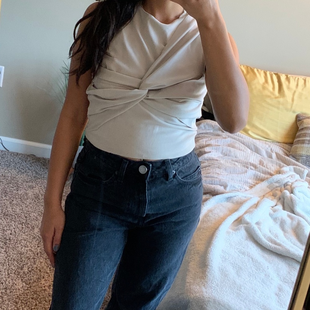 zara sleeveless suede top